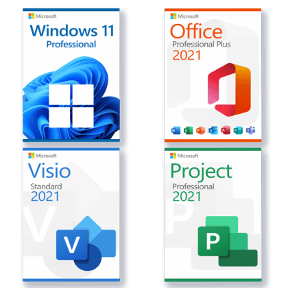 Microsoft Windows 11 Professional + Microsoft Project 2021 Professional + Microsoft Office 2021 Professional + Microsoft Visio 2021 Standard license for 3 devices